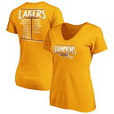 ショッピングFINAL ファナティクス レディース Tシャツ トップス Los Angeles Lakers Fanatics Branded Women's 2020 NBA Finals Champions Streaking Dunk VNeck TShirt Gold