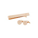 キャシーズ コンセプツ メンズ カフスボタン アクセサリー Cathy's Concepts Monogram Cuff Links & Tie Bar Set Rose Gold - P