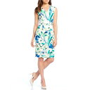 カルバンクライン レディース ワンピース トップス V-Neck Floral Print Stretch Scuba Sheath Dress Meadow Multi
