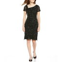 アドリアナ パペル レディース ワンピース トップス Asymmetrical Neck Beaded Sheath Dress Black