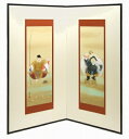 【日本画・屏風】金武翠輝『二福神』日本画 二曲屏風■新品★