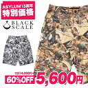 【SALE 60%OFF】ブラックスケール コットンショーツ BLACK SCALE BURKE SHORT BSSP14SWP4/メンズ/大きいサイズ/ハーフパンツ/リアルツリー柄/迷彩/スネーク/黒/ブラック/B系/ストリート系メンズファッション