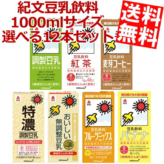 【送料無料】キッコーマン飲料 豆乳飲料1000ml紙パック選べる12本セット（6本×2箱）…...:at-cvs:10024424