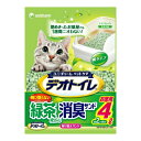 【送料込・まとめ買い×8】ユニ・チャームペットケア 1週間消臭・抗菌デオトイレ 取りかえ専用 飛び散らない緑茶・消臭サンド 4L×8点セット ( 4520699680759 )