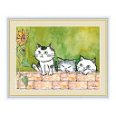 アート 額絵 仲良しねこ 千春 本紙サイズ F6(約40x30cm) 額サイズ 52x42cm 三幸