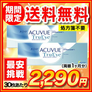 【送料無料】ワンデーアキュビュートゥルーアイ2箱セット（両眼1ヶ月分）使い捨てコンタクトレンズ 1日タイプ（30枚入)(ジョンソン&ジョンソン アキュビュー トゥルーアイ シリコン シリ