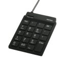 スリムテンキーボード USB2.0ハブ(2ポート)/Tabキー付 ブラック