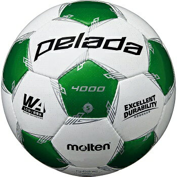 【ネーム加工可】モルテン molten サッカー ペレーダ4000 土用 5号球 　ホワイト×メタリックグリーン 検定球 F5L4000-WGの画像