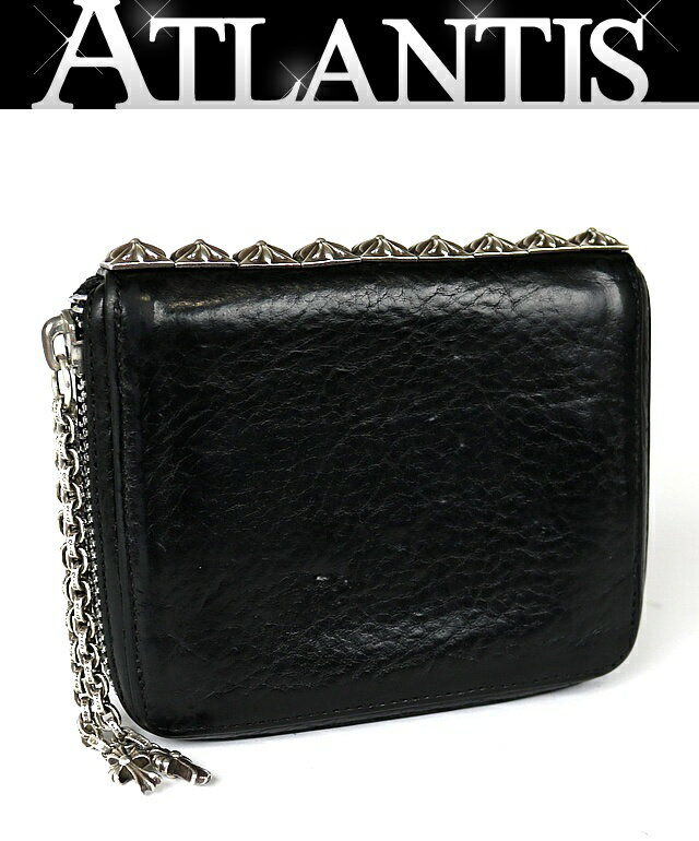 CHROME HEARTS 銀座店 クロムハーツ 3サイドジップ ウォレット ペーパーチェーン ベイビーファットクロス 財布 メンズ レザー SV925 黒 99673
