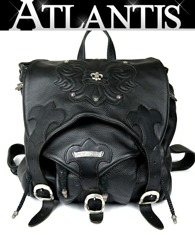 CHROME HEARTS 銀座店 クロムハーツ 美品 BSフレア ラージ バックパック メンズ レザー SV925 黒 99517