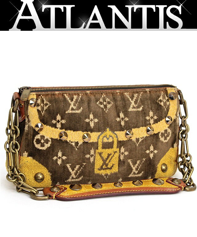 【広尾店】ルイヴィトン Louis Vuitton トロンプイユ ポシェットアクセソワール アクセサリーポーチ ベルベット×クロコ M92711 【16975】