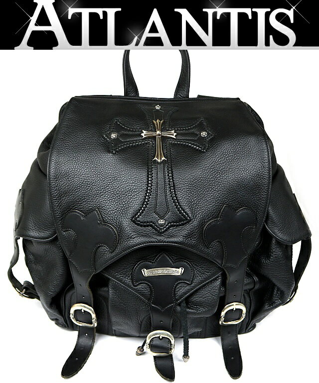 CHROME HEARTS 銀座店 クロムハーツ 美品 BACKPACK CHクロス L ラージ バックパック メンズ レザー SV925 黒 100010