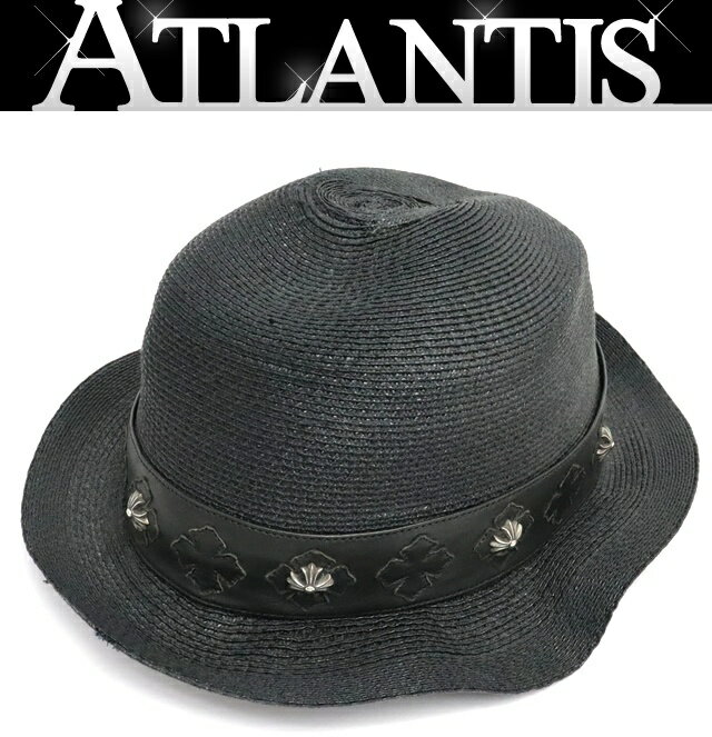 CHROME HEARTS 銀座店 クロムハーツ オーバルクロス CHプラス フェドラ ハット メンズ size:L 黒 99881