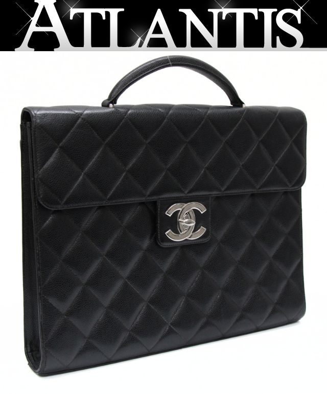 シャネル CHANEL マトラッセ ビジネスバッグ ブリーフケース キャビアンスキン 黒 SV金具 5番台 【72141】
