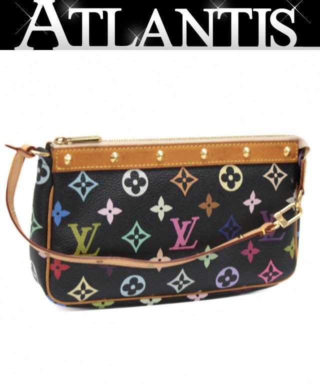 ルイヴィトン Louis Vuitton ポシェットアクセソワ―ル アクセサリーポーチ マルチカラ― 黒 M92648 【72372】