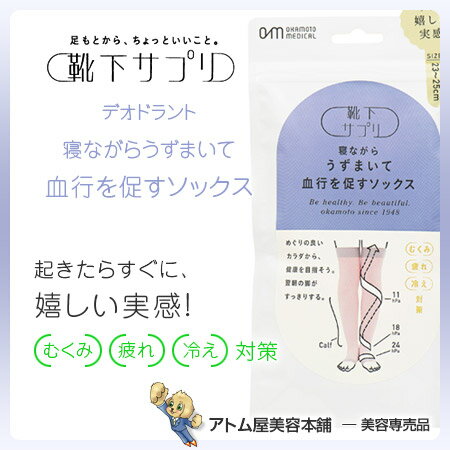 靴下サプリ 寝ながらうずまいて血行を促すソックス ピンク / ブルー 【むくみ むくみ対策 睡眠 疲れ 疲れ対策 乾燥対策 血行促進 スパイラル圧着 うずまき状】
