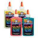 【中古】【輸入品・未使用未開封】Elmer's 暗闇で光る液体接着剤 スライムを作るのに最適 洗濯可能 アソートカラー 各5オンス 4個