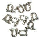 【中古】【輸入品・未使用未開封】JingYi ステンレススチール ミニD型 ボウシャックル 3mm シルバーカラー パラコードジュエリー マリンタックル 10個