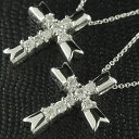 ペアネックレス クロス 十字架 ダイヤモンド ペンダント ホワイトゴールドk18 18k チェーン 人気 18金 ダイヤ カップル レディース 宝石 女性 送料無料
