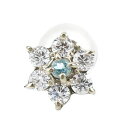 18金 ピアス 片耳ピアス ダイヤモンド ブルートパーズ ピアス フラワー 花 スタッドピアス ホワイトゴールドk18 レディース ダイヤ 18金 贈り物 誕生日プレゼント ギフト ファッション お返し