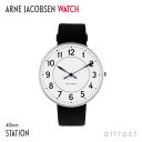 アルネ ヤコブセン ウォッチ Arne Jacobsen Watch ローゼンダール ROSENDAHL ステーション Station 40mm (シルバー × ホワイト) 腕時計 レザーバンド (ブラック & シルバー) クォーツ ステンレス 北欧 デンマーク ファッション 【RCP】【smtb-KD】