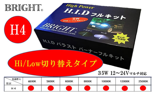 【smtb-ms】【2010年Ver.先行発売 New薄型バラスト】　【PHILIPSバーナー仕様】BRIGHT HIDキット （キセノン） ◆H4 (Hi/Low) 35W-3000K?25000K（12V車用）【YDKG-ms】