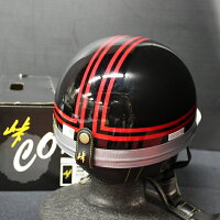 TNKTR−40C峠CORKHELMET旧車コルク半ヘルメットブラック/レッドフリーサイズ●