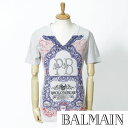 PIERRE BALMAIN ピエールバルマン ROCK COUTUREプリントコットンストレッチダメージ加工Tシャツグレー5m2712-001 fs2gm