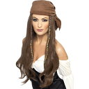 ウィッグ バンダナ 茶 女海賊風 ロング 大人女性用 Pirate Wig c5
