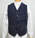 シュガーケーン SUGAR CANE ワークベスト 9oz ウォバッシュ ストライプ 東洋エンタープライズ SC12654 ワンウォッシュ ネイビー色 送料無料