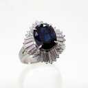 【中古】 プラチナ サファイア 3.42ct ダイヤ 1.40ct リング 10.5号