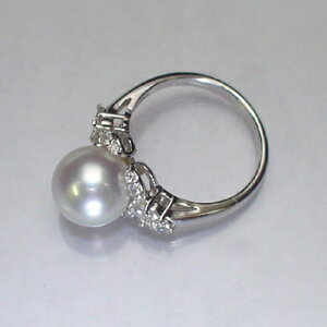 ★お姫様の真珠★南洋9.1mm/Dia0.16ct/Ptリング