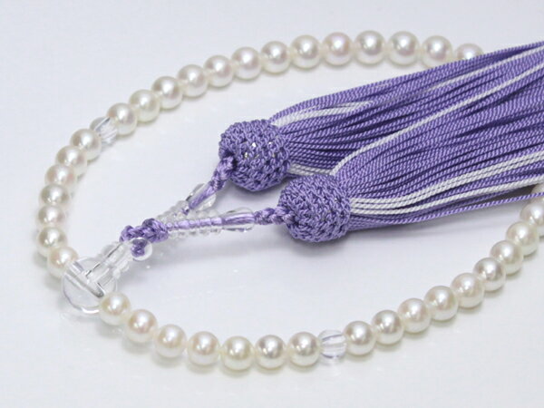 アコヤ真珠パール数珠　あこや真珠6-7ミリ念珠新色紫房ホワイトピンク伊勢志摩レディース、通販、