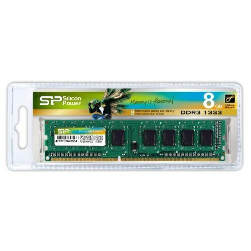 【シリコンパワー】【デスクトップ用メモリー】【DDR3-1333(PC3-10600)】【8GB】SP008GBLTU133N02【メール便送料込】