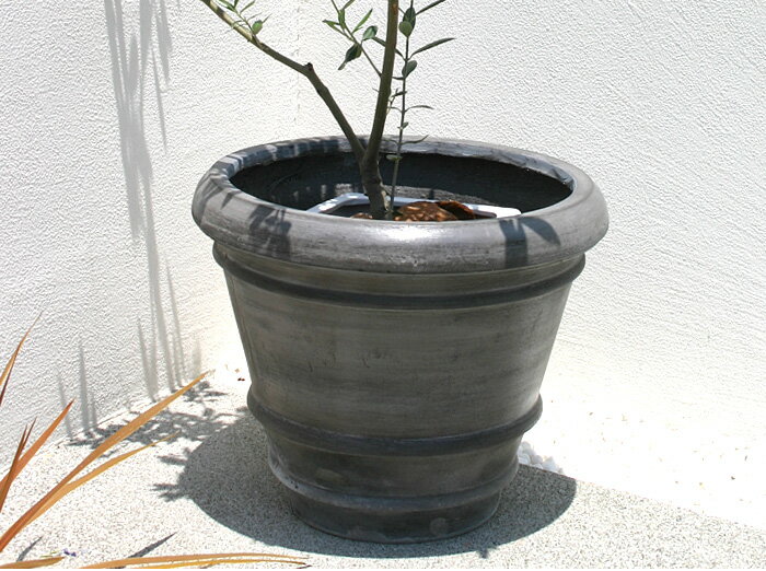 【軽いので移動ラクラク】 植木鉢 リンディー グレー 40cm ファイバークレイ　アンティ…...:auc-bimi:10000007