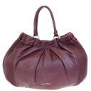 【中古】 中美品 ミュウミュウ miumiu ショルダーバッグ トートバッグ ハンドバッグ ボルドーレッド レザー 02BA827