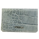 送料無料 【中古】 フルラ FURLA カードケース 名刺入れ 定期入れ パスケース クロコ型押し ブルー レザー 08HB564