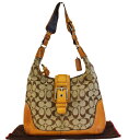 【中古】 中美品 コーチ COACH シグネチャー ショルダーバッグ ブラウン キャンバス レザー 保存袋付き 6824 03HB493
