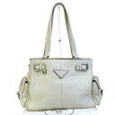 【中古】 中美品 プラダ PRADA ショルダーバッグ オフホワイト レザー 保存袋付き 62BC163
