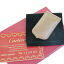 送料無料 【中古】 美品 カルティエ Cartier マネークリップ 財布 マグネット ブラウ