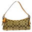 送料無料 【中古】 中美品 コーチ COACH シグネチャー ショルダーバッグ ブラウン キャンバス レザー 6371 03HC009