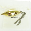 【中古】 バレンシアガ BALENCIAGA チェーン ネックレス ペンダント ゴールド シルバー メタル 保存袋 保存箱付き 62BE979