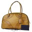 送料無料 【中古】 中美品 プラダ PRADA ショルダーバッグ ハンドバッグ パンチング ブラウン レザー パドロック 保存袋付き 09BE744