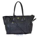 【中古】 中美品 プラダ PRADA 2WAY ショルダーバッグ ハンドバッグ ブラック レザー 保存袋付き 81EG510
