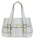 【中古】 美品 コーチ COACH ショルダーバッグ ハンドバッグ ターンロック ホワイト レザー 11045 07HD744