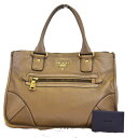 【中古】 中美品 プラダ PRADA ショルダーバッグ ハンドバッグ ブラウン レザー 保存袋付き 66EK830