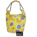 【中古】 中美品 シャネル CHANEL ショルダーバッグ ココマーク 花柄 イエロー キャンバス レザー 34EP156