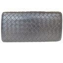 【中古】 ボッテガヴェネタ BOTTEGA VENETA イントレチャート 二つ折り 長財布 ブラウン レザー 01HE336