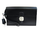 【中古】 美品 ダンヒル dunhill クラッチバッグ セカンド ブラック レザー メンズ 04EP678