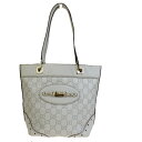 【中古】 中美品 グッチ GUCCI ショルダーバッグ トート GG柄 アイボリー レザー 04EQ305